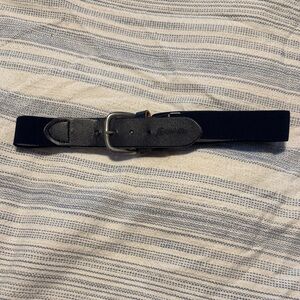 Men's Black Elastic Belt with Leather Accents